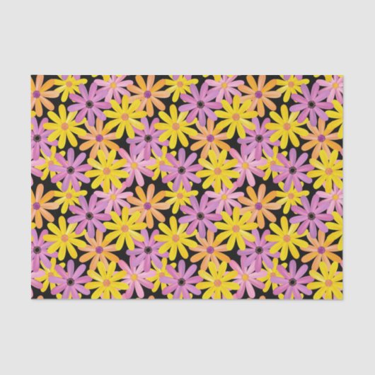 ガーベラの花模様、背景 薄葉紙 (正面)