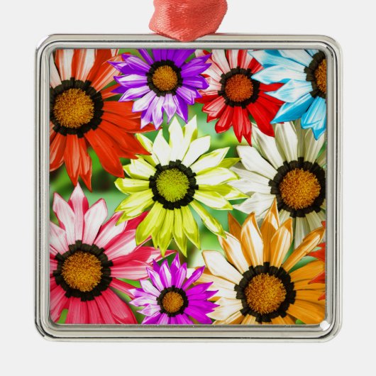 ガーベラカラフル花フローラ メタルオーナメント (正面)