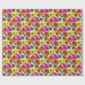 ガーベラカラフル花フローラ ラッピングペーパー (フラット)