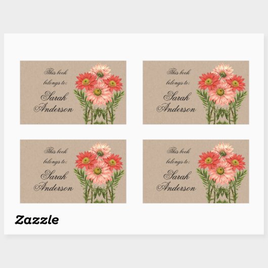 ガーベラスクラフトブックプレートシールこれは属する 長方形シール (シート)