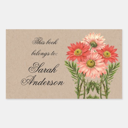 ガーベラスクラフトブックプレートシールこれは属する 長方形シール (正面)