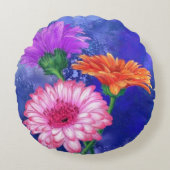 ガーベラスラウンドピロー美しい花 ラウンドクッション (正面)