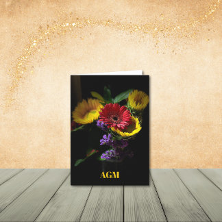 ガーベラデイジーと紫色の花ノートカード サンキューカード