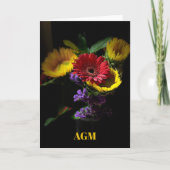 ガーベラデイジーと紫色の花ノートカード サンキューカード (正面)