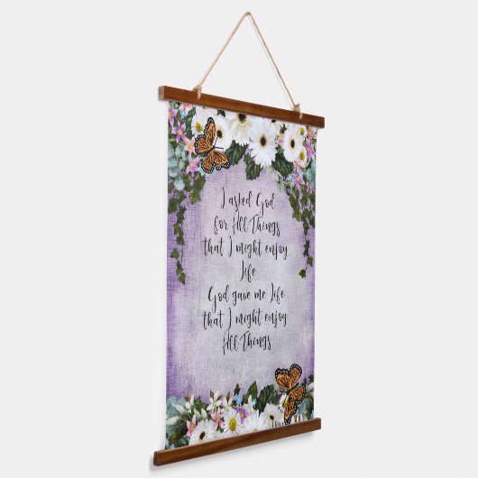 ガーベラデイジーと蝶感動的 吊り下げ型タペストリー (傾斜あり)