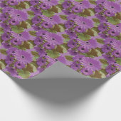 ガーベラデイジーパープルセージ緑の包装紙 ラッピングペーパー (角)