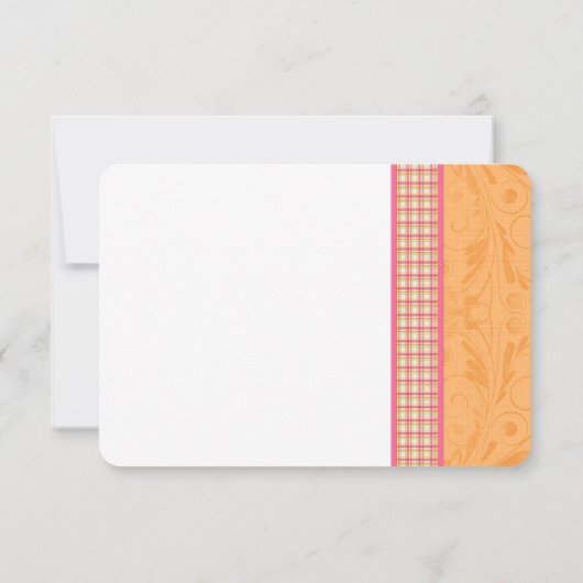 ガーベラデイジーピンクオレンジプレイドウェディングRSVP返信 出欠カード (裏面)