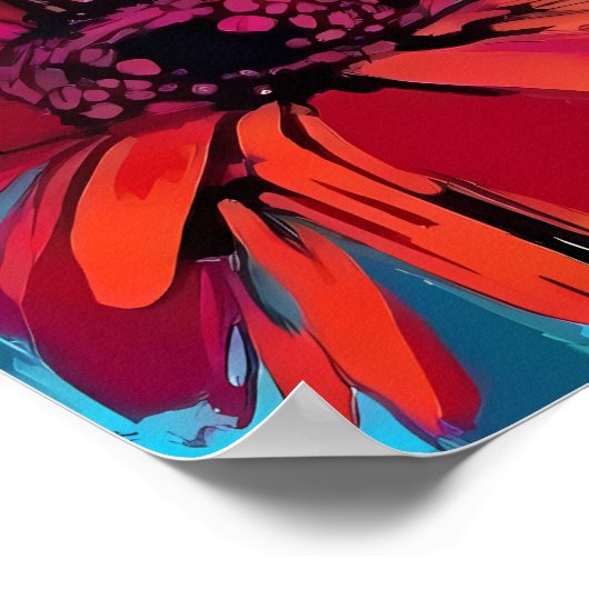 ガーベラデイジーフラワー抽象芸術アートカラフルフローラ ポスター (角)