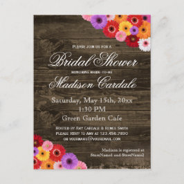 ガーベラデイジーブライダルシャワー招待状はがき インビテーションポストカード