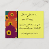 ガーベラデイジープラムオレンジティール（緑がかった色）レッド&ライム 名刺 (正面)