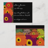 ガーベラデイジープラムオレンジティール（緑がかった色）レッド&ライム 名刺 (正面/裏面)