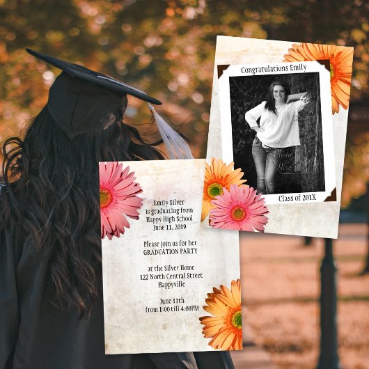 ガーベラデイジー娘写真卒業 招待状