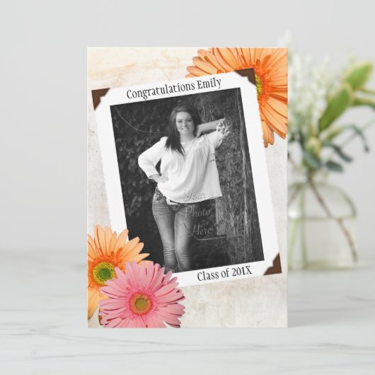 ガーベラデイジー娘写真卒業 招待状 (スタンド正面)