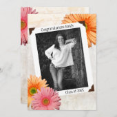 ガーベラデイジー娘写真卒業 招待状 (正面/裏面)