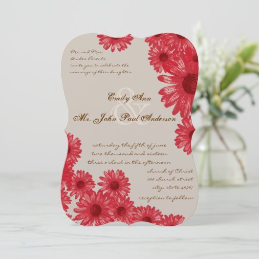 ガーベラデイジー結婚式招待状 招待状 (スタンド正面)