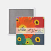 ガーベラデイジー結婚式用シールまたはカスタマイズ マグネット (正面/裏面)