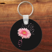 ガーベラデイジー花リボン花粉乳癌M キーホルダー (正面)