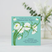 ガーベラデイジー花wターコイズ卒業パーティー 招待状 (スタンド正面)