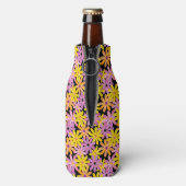 ガーベラ花のパターン、背景 ボトルクーラー (ボトル裏面)
