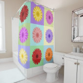 ガーベラ3x3のデイジーのデザイン シャワーカーテン (インサイチュ)