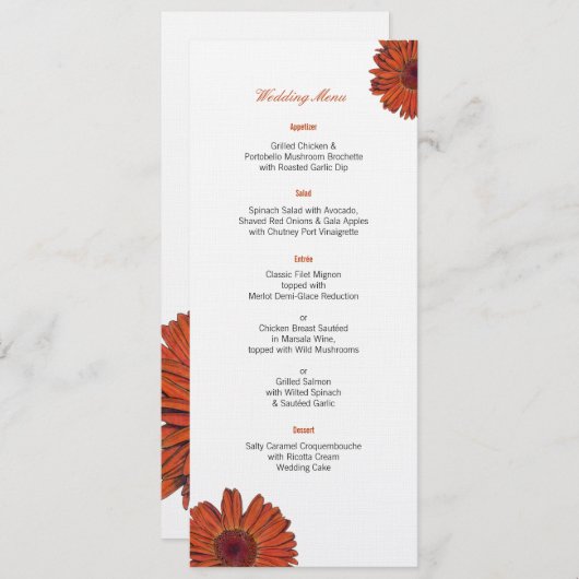 ガーベラ ウェディング メニュー (正面/裏面)