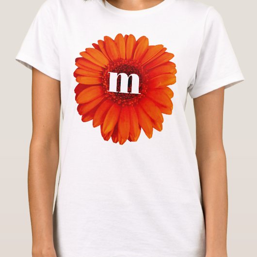 ガーベラ・デイジーのイニシャルモノグラム Tシャツ