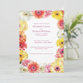 ガーベラ フラワーのカラフルな水彩画 ウェディング 招待状 (スタンド正面)
