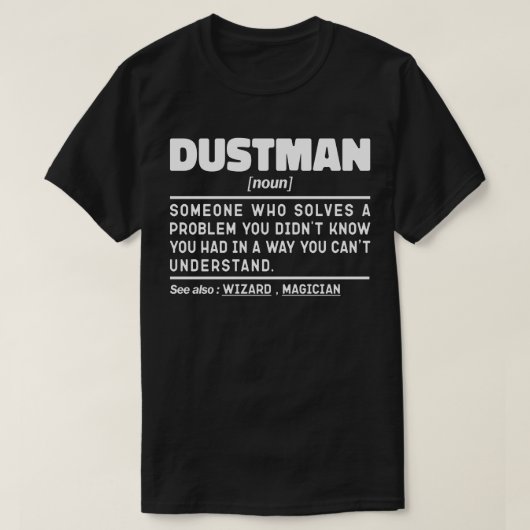 ガーベージマン名詞定義ワーカークールデザイン Tシャツ (デザイン正面)