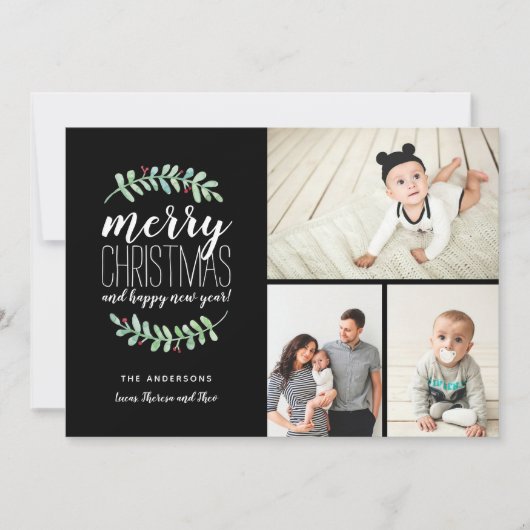 ガーメリーランドホリデイクリスマスコラージュ3フォト シーズンカード (正面)