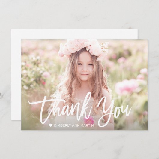 ガーモダンルフォトスクリプト誕生日サンキューカード サンキューカード (正面/裏面)