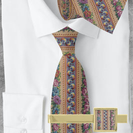 ガーライタリアンンドフローラピンクストライプ金ゴールド ネクタイ