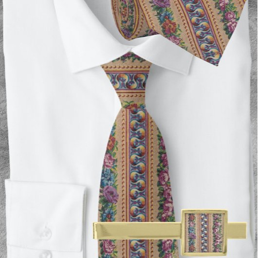 ガーライタリアンンドフローラピンクストライプ金ゴールド ネクタイ