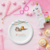 ガーランドスリーピングボーイイラストレーションファースト誕生日 ペーパープレート (パーティー)