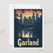 ガーランドテキサス州USAアートヴィンテージトラベルイラストレーション ポストカード (正面/裏面)
