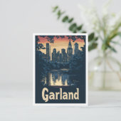 ガーランドテキサス州USAアートヴィンテージトラベルイラストレーション ポストカード (スタンド正面)