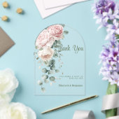 ガーランドピンク牡丹ユーカリ葉ありがとう アクリル招待状 (インサイチュ (ウェディング))