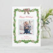 ガーランドフレームリボン格子弓クリスマスフォト シーズンカード (スタンド正面)