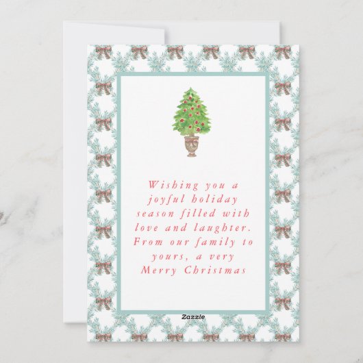 ガーランドフレームリボン格子弓クリスマスフォト シーズンカード (裏面)