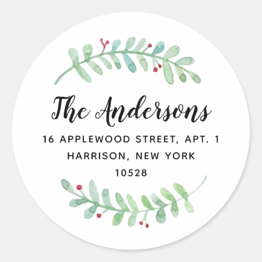 ガーランドメリーホリデイ差出人住所 ラウンドシール (正面)