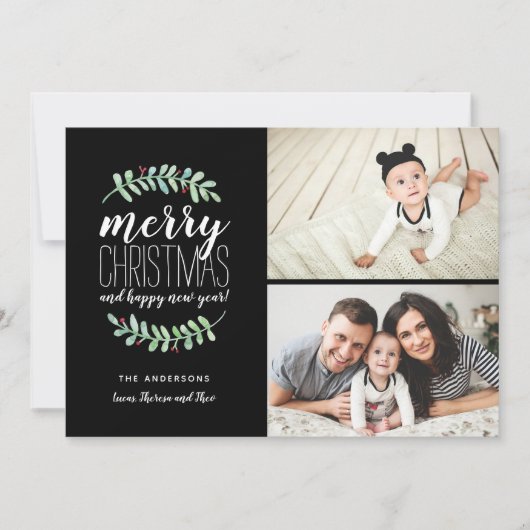 ガーランドメリーホリデークリスマスコラージュ2写真 シーズンカード (正面)