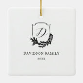 ガーランドリースモノグラムファミリーフォトギャラリーブラック セラミックオーナメント (裏面)