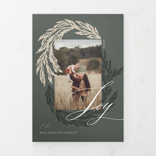 ガーランドリースモノグラムフォトギャラリークリスマス 三つ折りクリスマスカード (カバー)