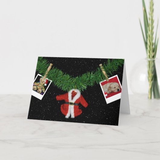 ガーランド付きの雪片のクリスマス写真 シーズンカード (正面)