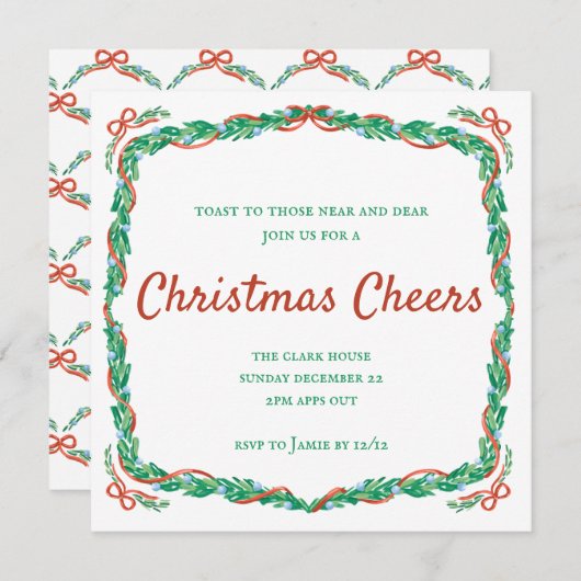 ガーランド&ボーズクリスマス応援ホリデーパーティー 招待状 (正面/裏面)