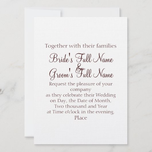 ガーランフランスのズ·カルトゥーシュ結婚式招待 招待状 (裏面)