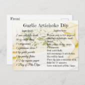 ガーリックアーティチョークディップレシピはがき ポストカード (正面/裏面)