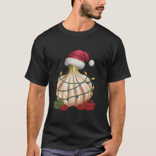 ガーリッククリスマス照明サンタハットガーリッククリスマスT Tシャツ