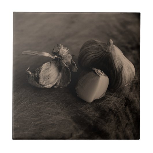 ガーリックスチルライフファインアート写真 タイル (正面)