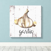 ガーリックスパイスホワイトウッドファームハウス素朴キッチン キャンバスプリント (インサイチュ (ウッドフロア))