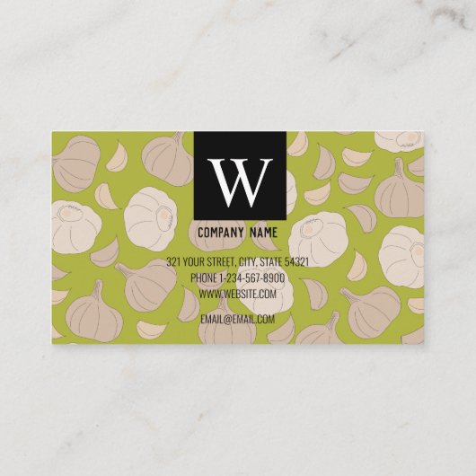 ガーリックパターン – ガーリッククローブ&バルブ調理師シェフ 名刺 (裏面)